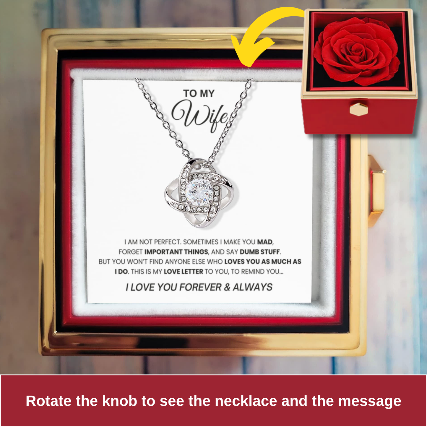 To My Wife - Love Letter with Rotating Rose Gift Box