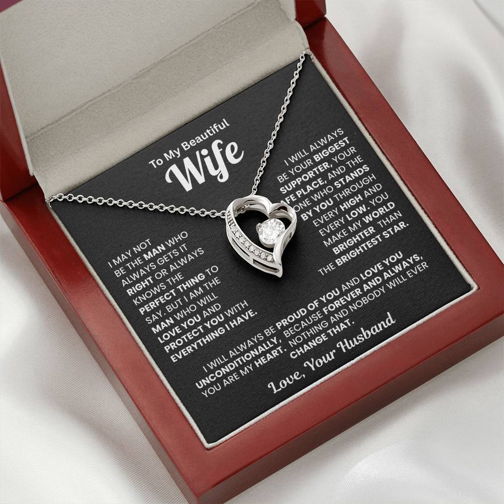 To My Beautiful Wife Heart Necklace – Romantic Gift from Husband
