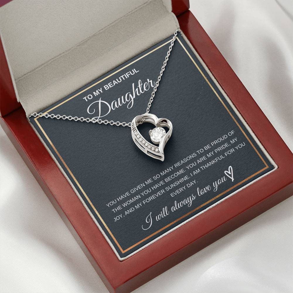 To My Beautiful Daughter - Gift from Proud Parents - Forever Love Necklace