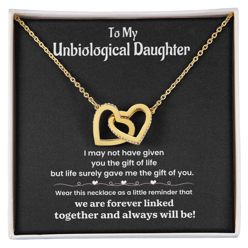 To My Unbiological Daughter - Interlocking Hearts Necklace