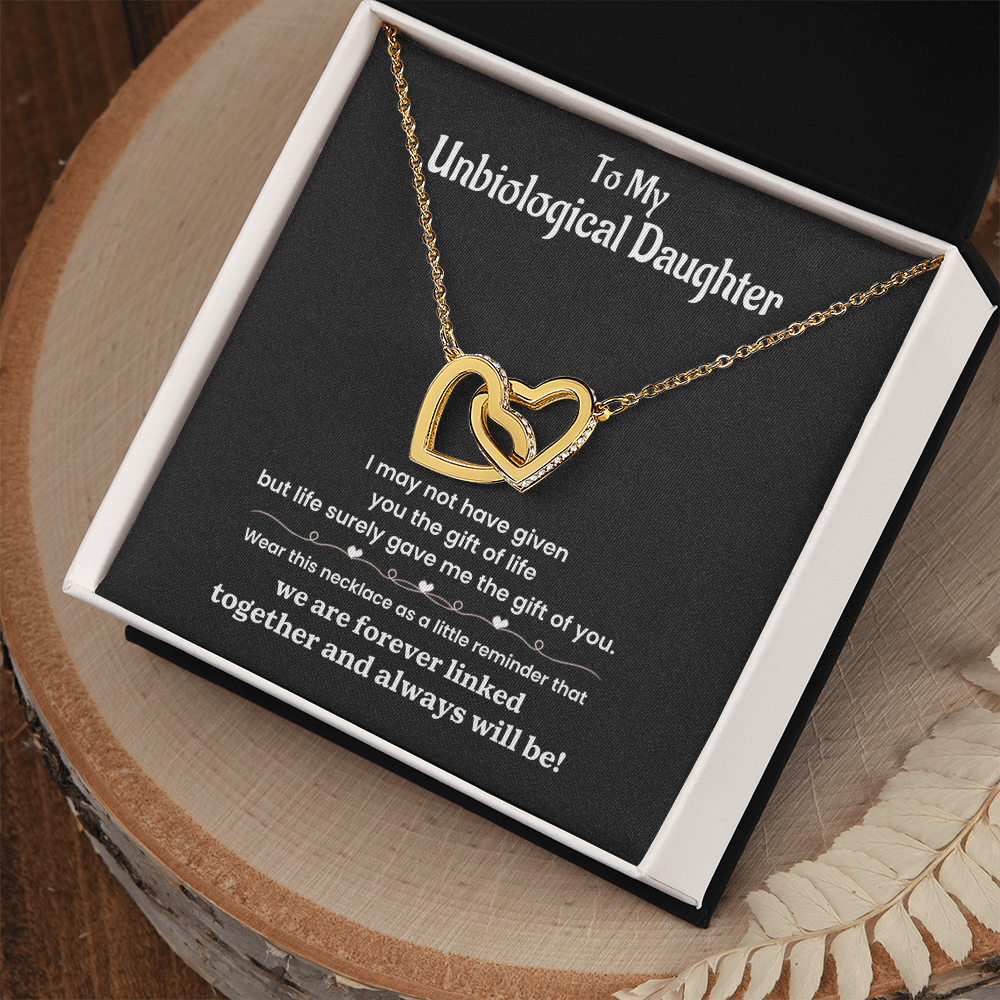To My Unbiological Daughter - Interlocking Hearts Necklace