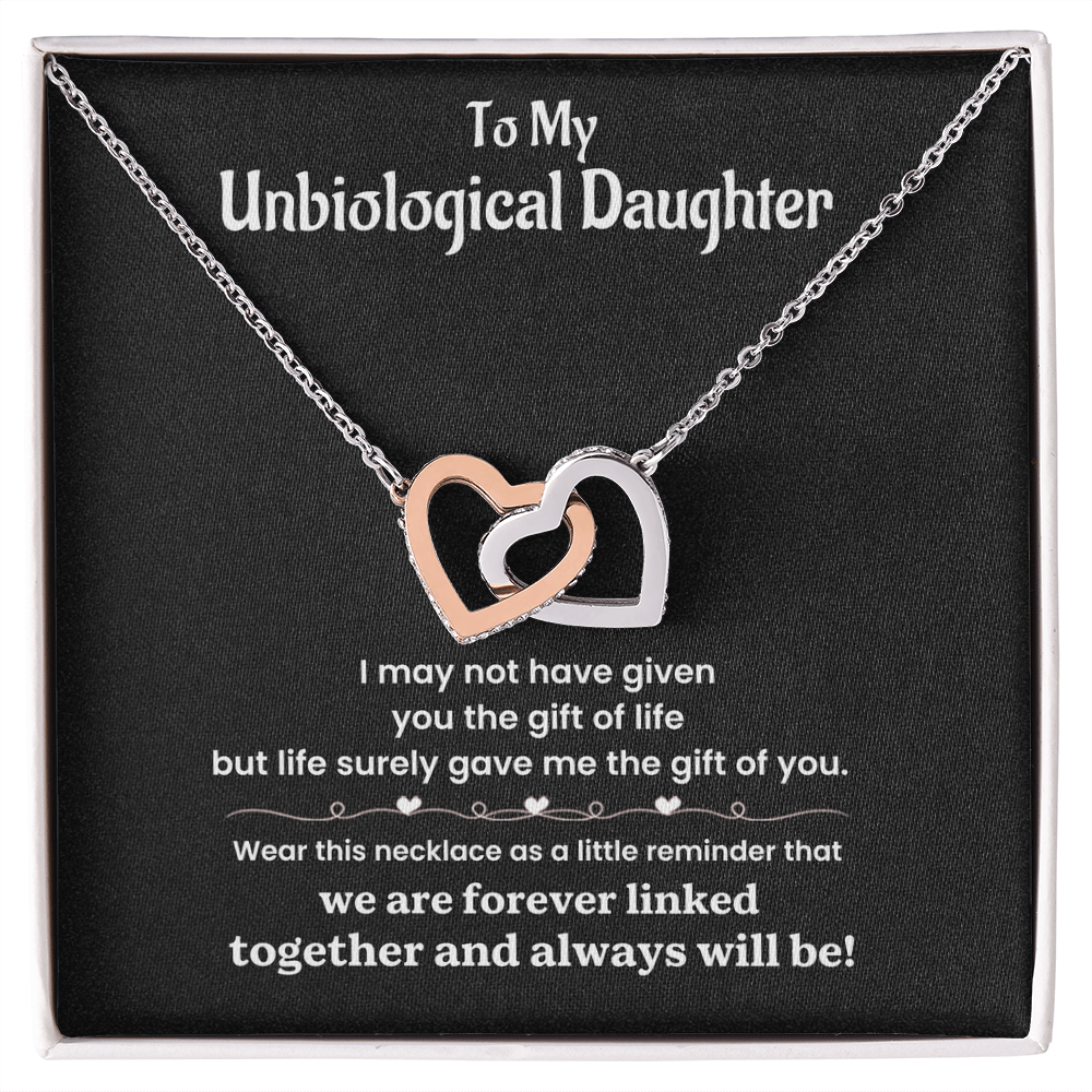To My Unbiological Daughter - Interlocking Hearts Necklace