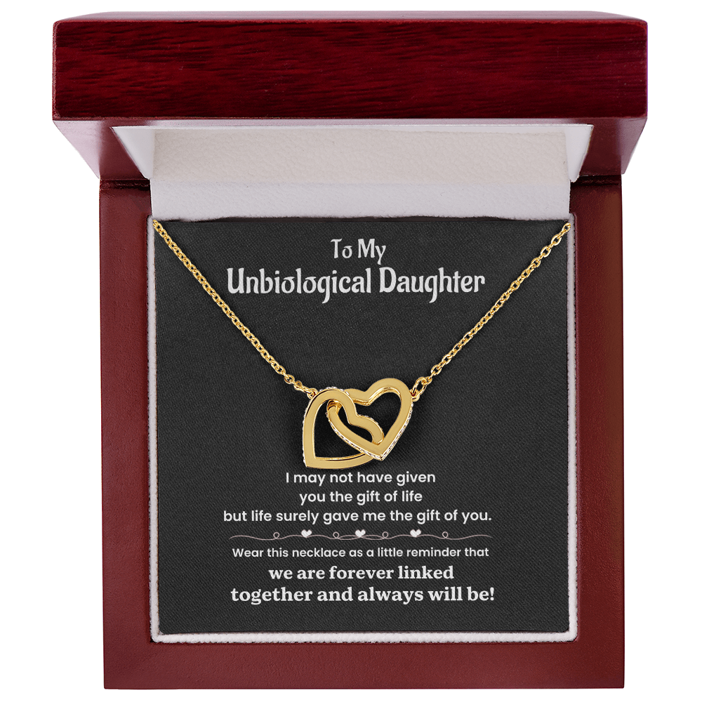 To My Unbiological Daughter - Interlocking Hearts Necklace