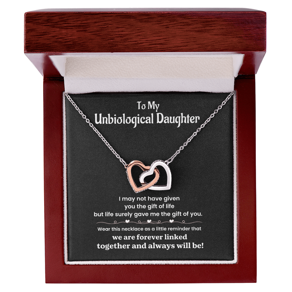 To My Unbiological Daughter - Interlocking Hearts Necklace