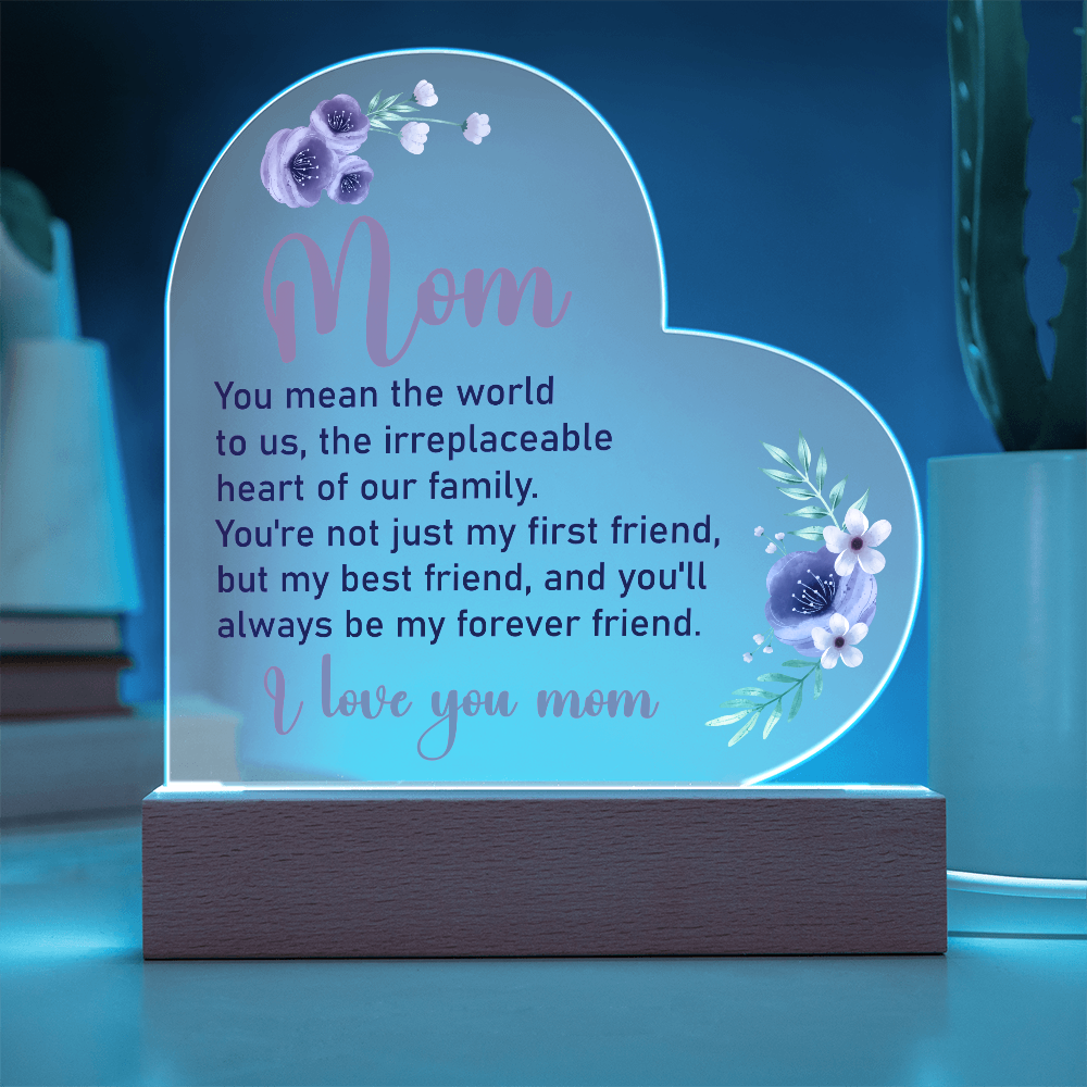 Mom - You Mean the World To Us - Acrylic Heart Plaque