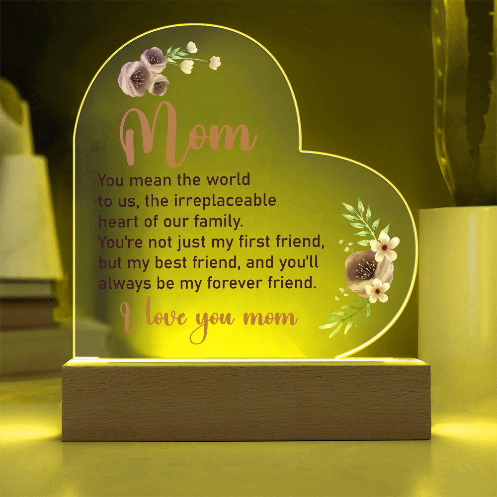 Mom - You Mean the World To Us - Acrylic Heart Plaque