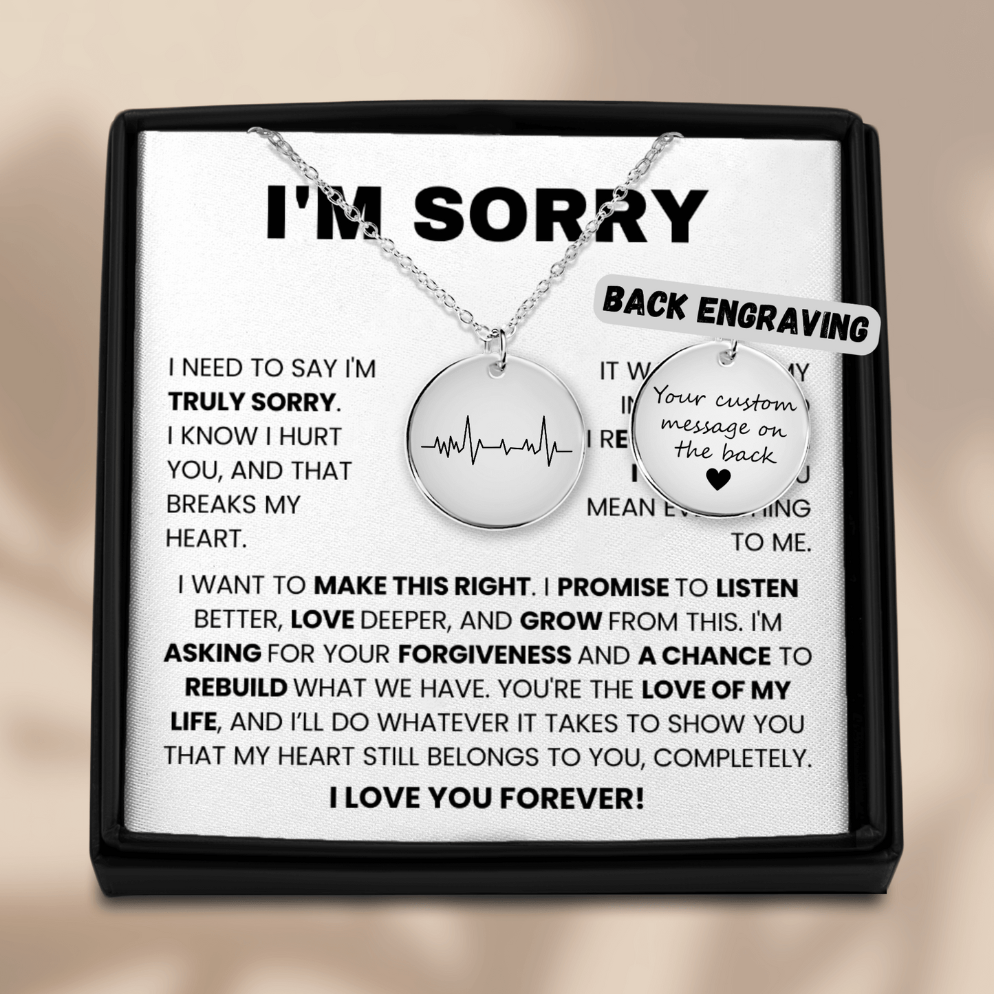 I’m Sorry” Personalized Engraved Necklace