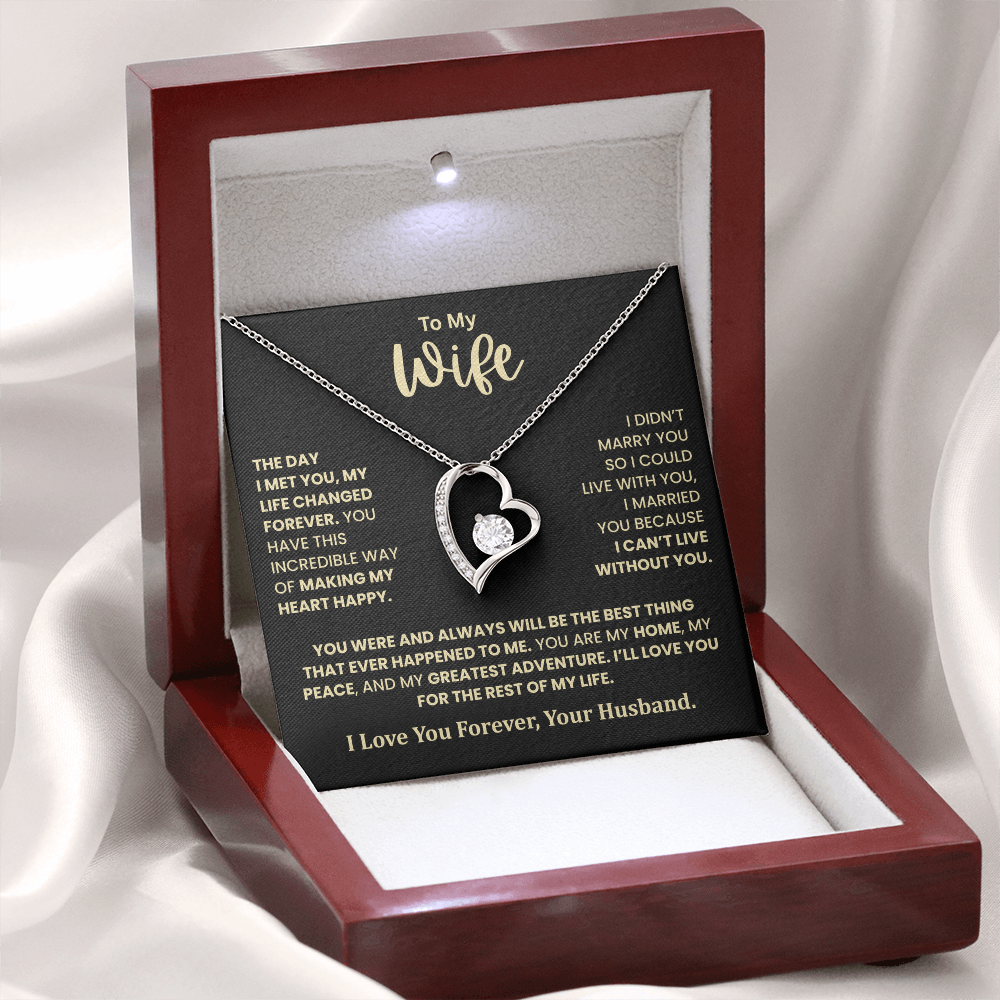To My Wife – I Can't Live Without You Heart Necklace