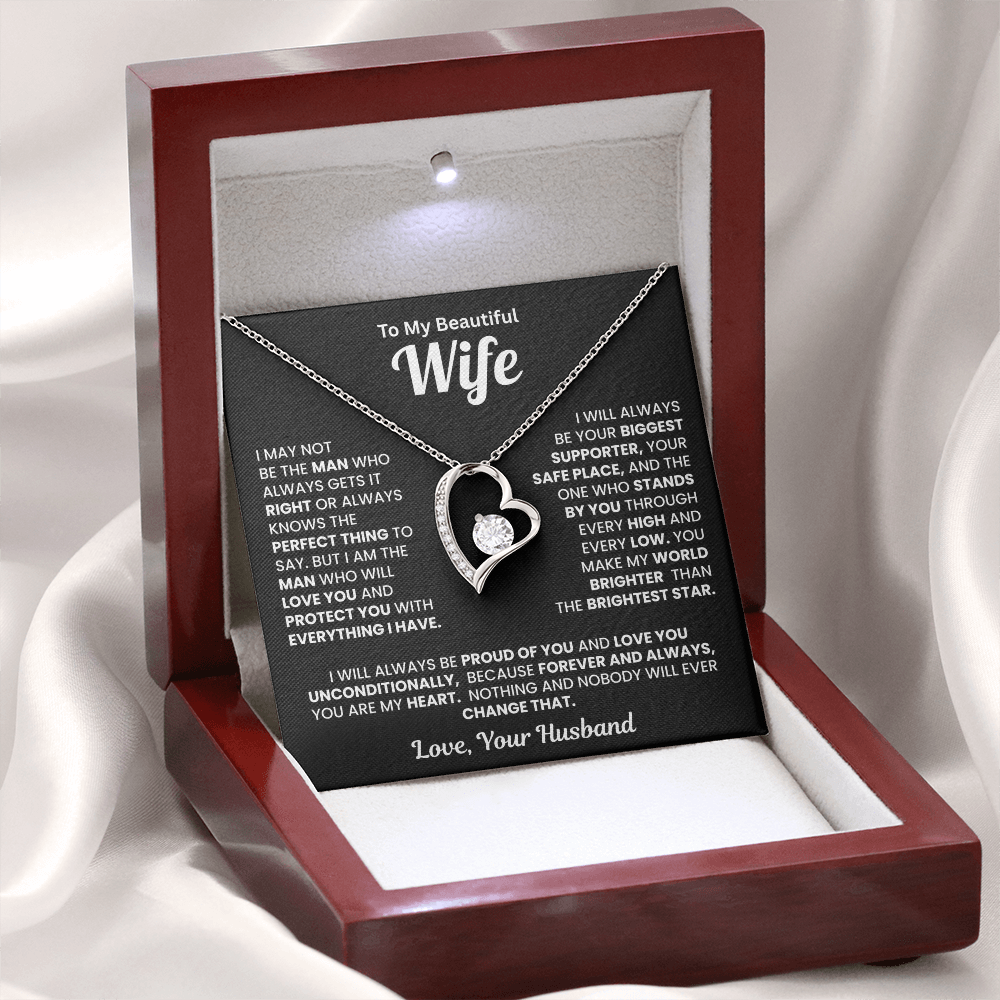 To My Beautiful Wife Heart Necklace – Romantic Gift from Husband