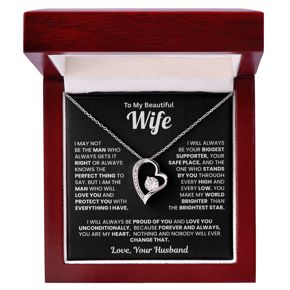 To My Beautiful Wife Heart Necklace – Romantic Gift from Husband