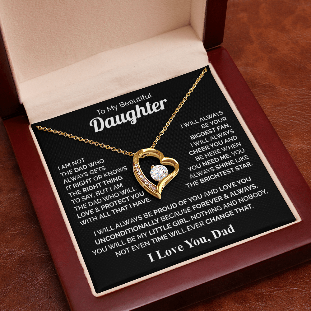 To My Daughter Necklace from Dad – Forever & Always Love Message Pendant Gift