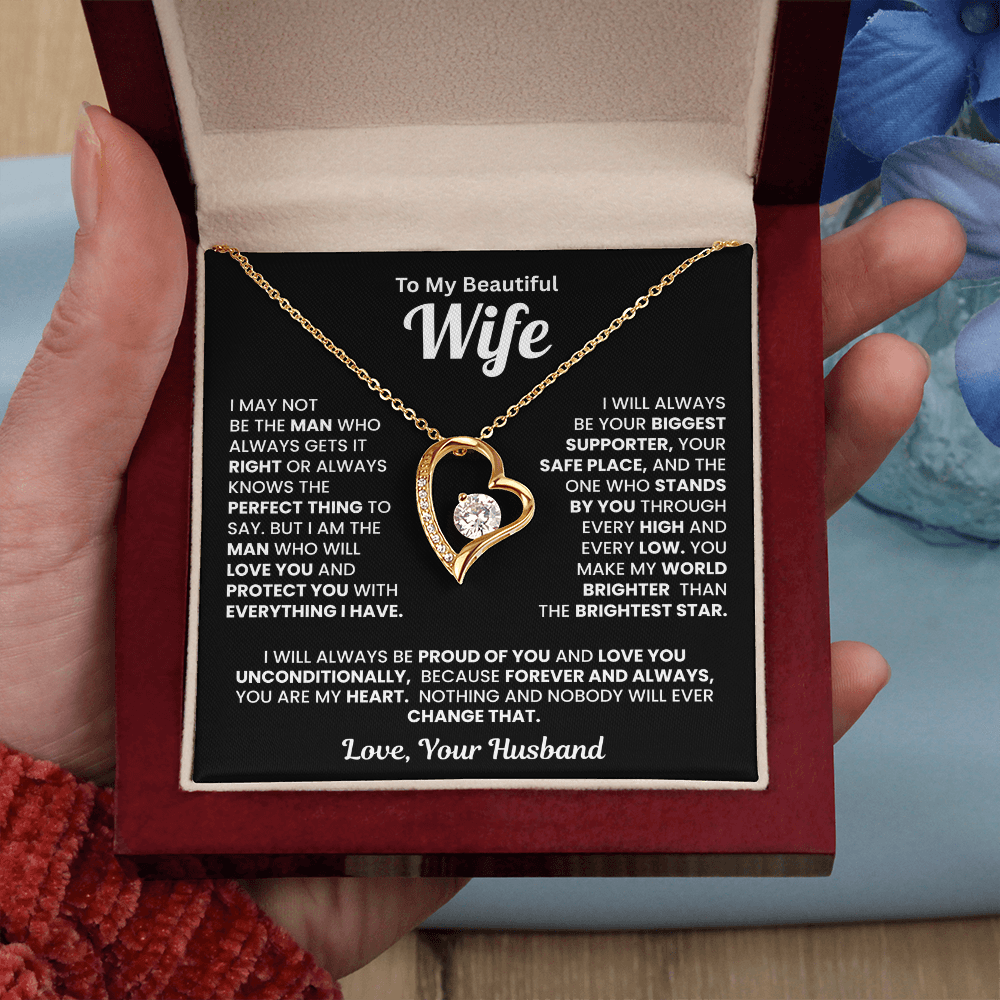 To My Beautiful Wife Heart Necklace – Romantic Gift from Husband