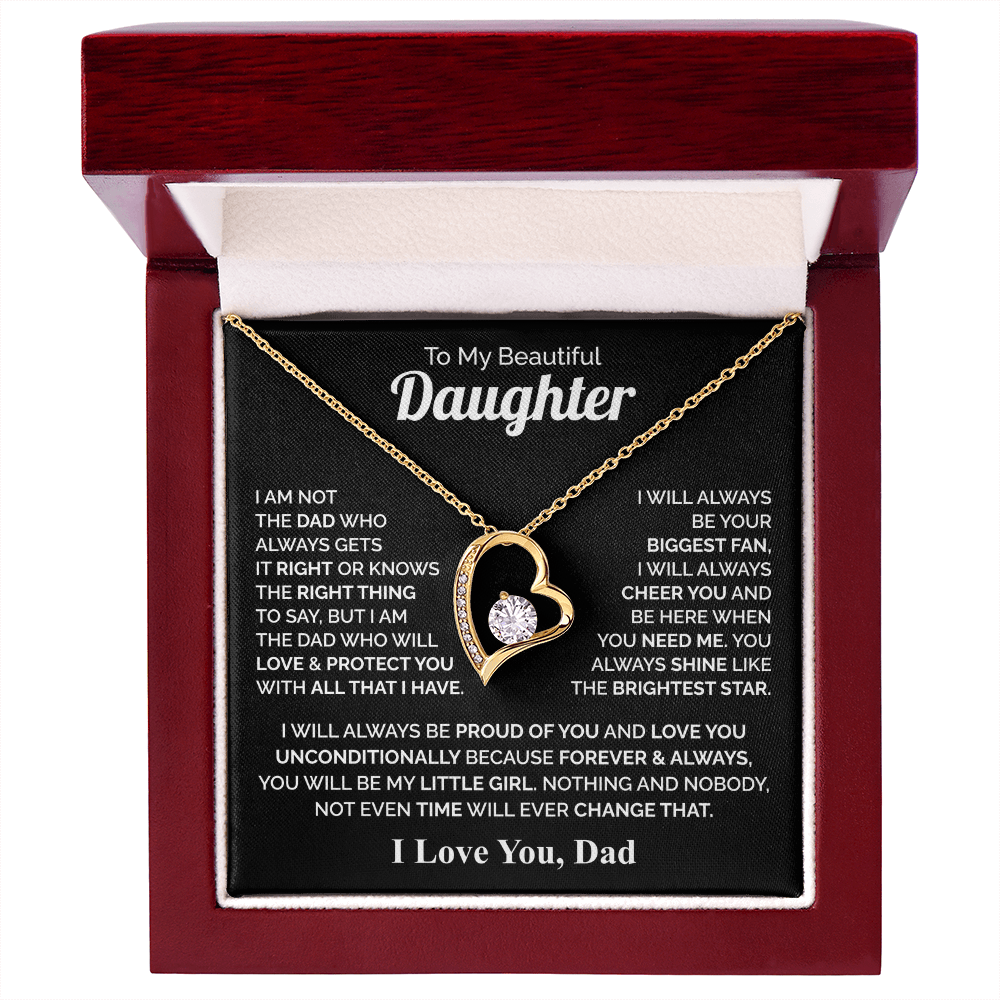 To My Daughter Necklace from Dad – Forever & Always Love Message Pendant Gift