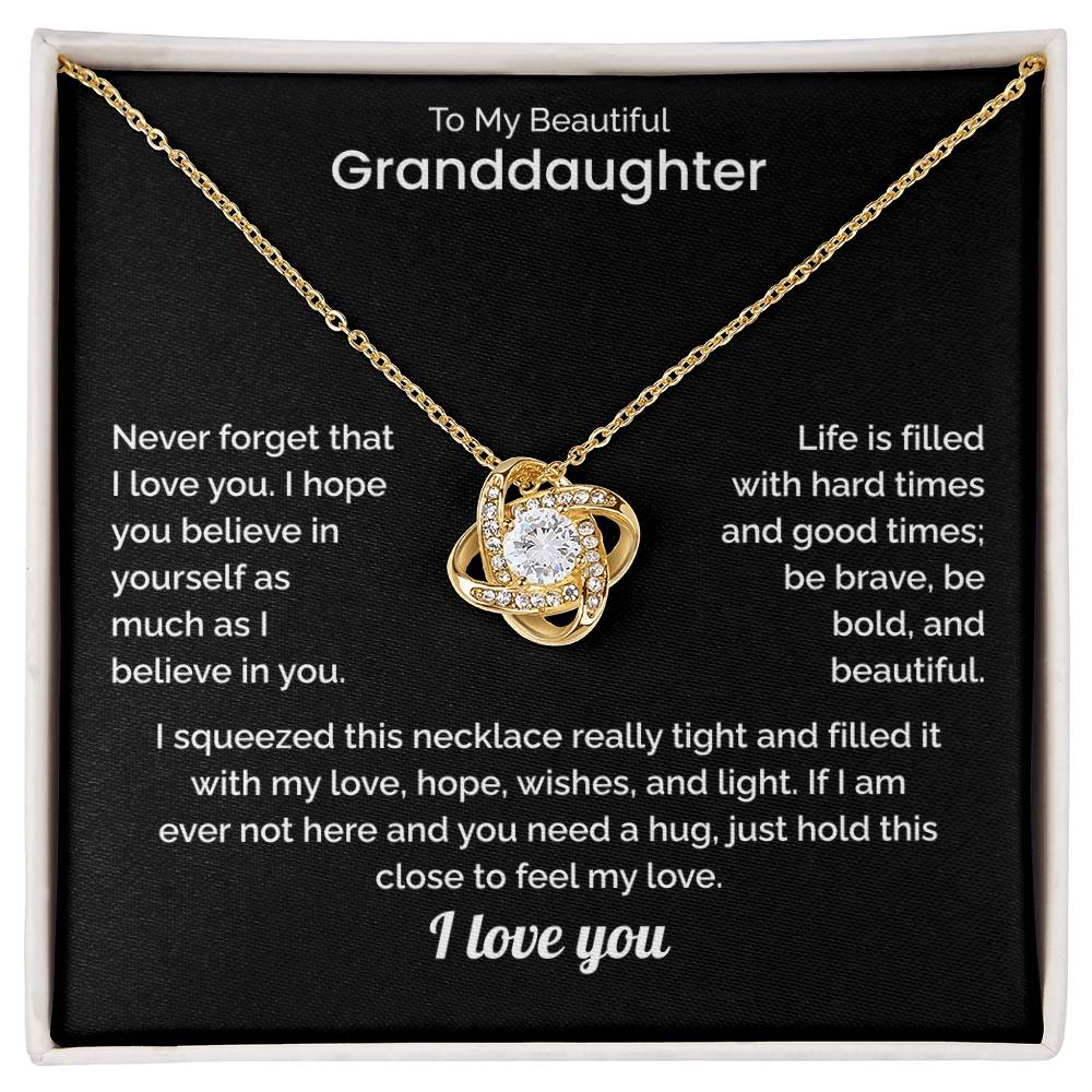 To My Granddaughter Necklace - "I Squeezed This Necklace Tight" Message