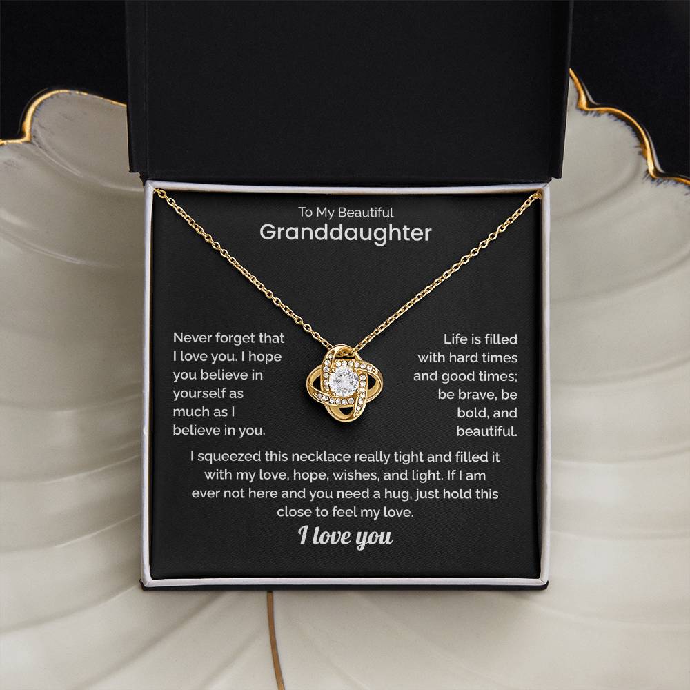 To My Granddaughter Necklace - "I Squeezed This Necklace Tight" Message