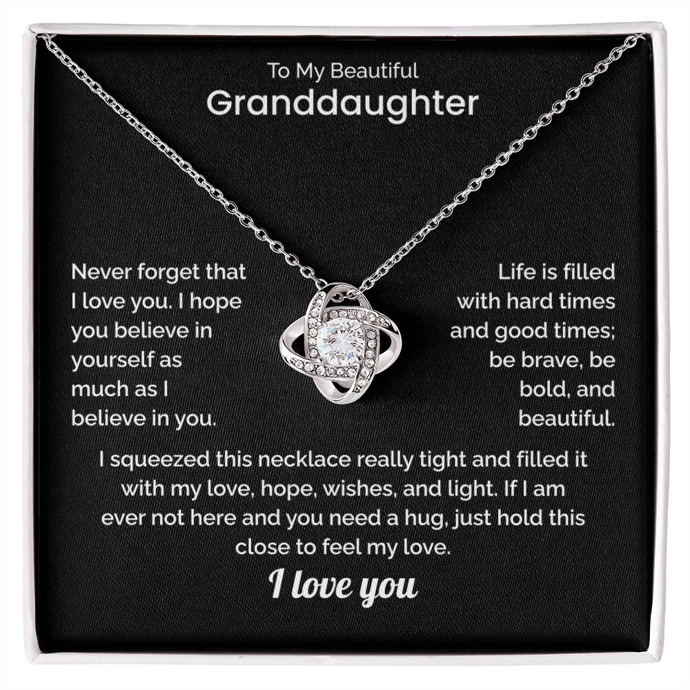 To My Granddaughter Necklace - "I Squeezed This Necklace Tight" Message