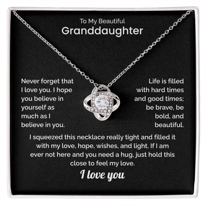 To My Granddaughter Necklace - "I Squeezed This Necklace Tight" Message