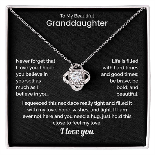 To My Granddaughter Necklace - "I Squeezed This Necklace Tight" Message