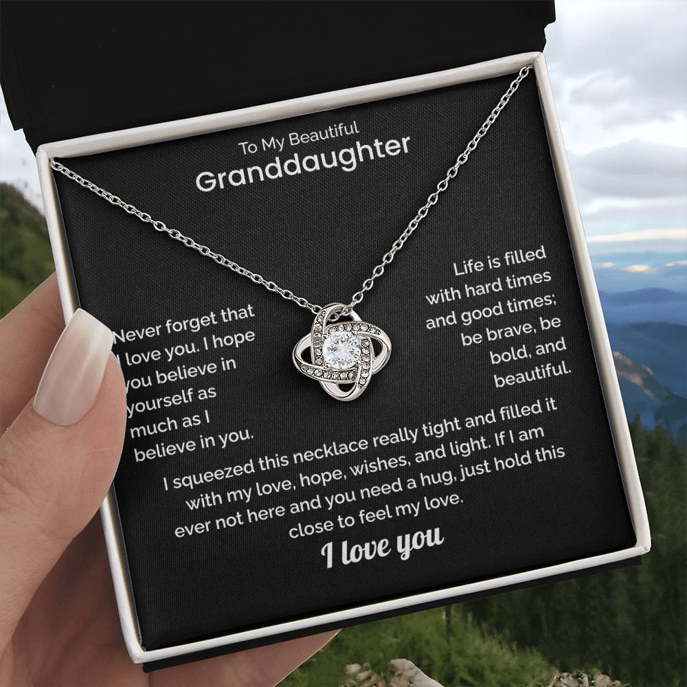 To My Granddaughter Necklace - "I Squeezed This Necklace Tight" Message