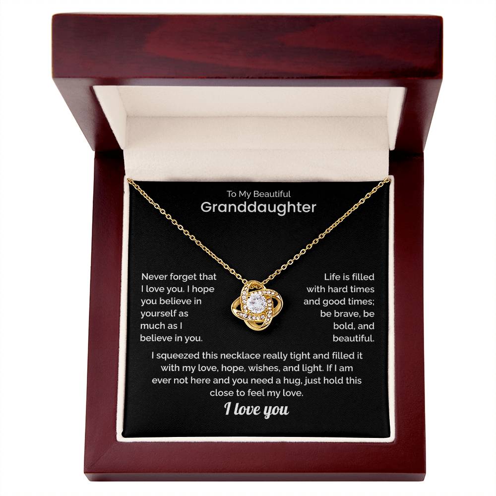 To My Granddaughter Necklace - "I Squeezed This Necklace Tight" Message