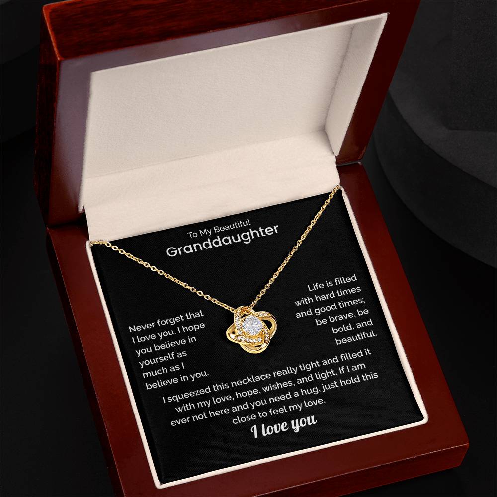 To My Granddaughter Necklace - "I Squeezed This Necklace Tight" Message