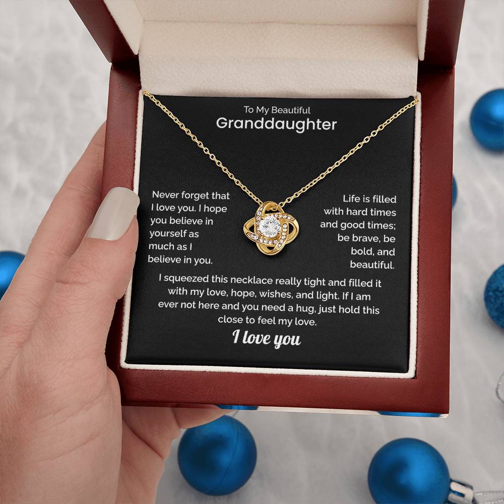To My Granddaughter Necklace - "I Squeezed This Necklace Tight" Message