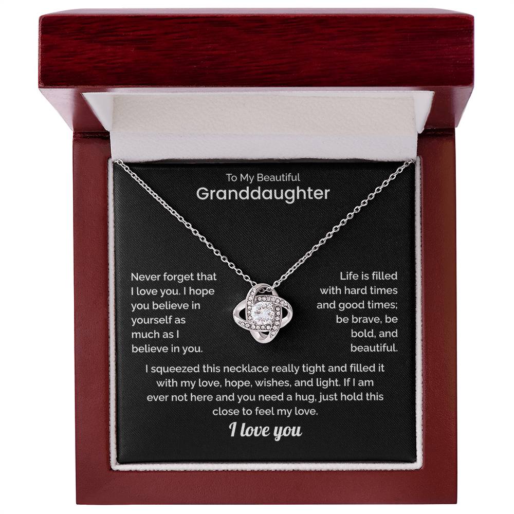 To My Granddaughter Necklace - "I Squeezed This Necklace Tight" Message
