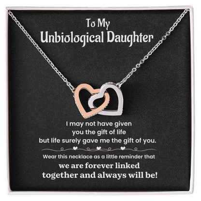 To My Unbiological Daughter - Interlocking Hearts Necklace