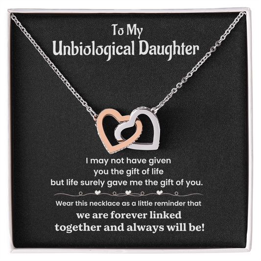 To My Unbiological Daughter - Interlocking Hearts Necklace
