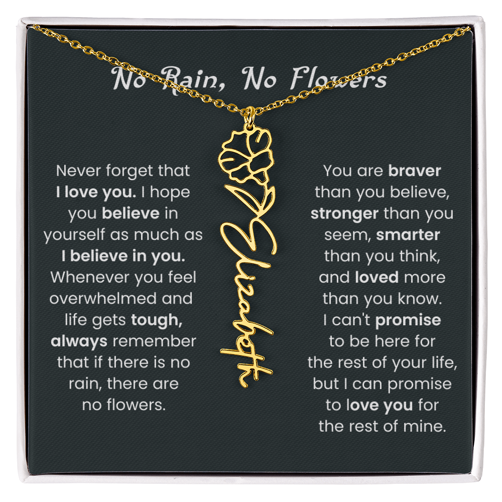 Custom Flower Name Necklace – No Rain No Flowers