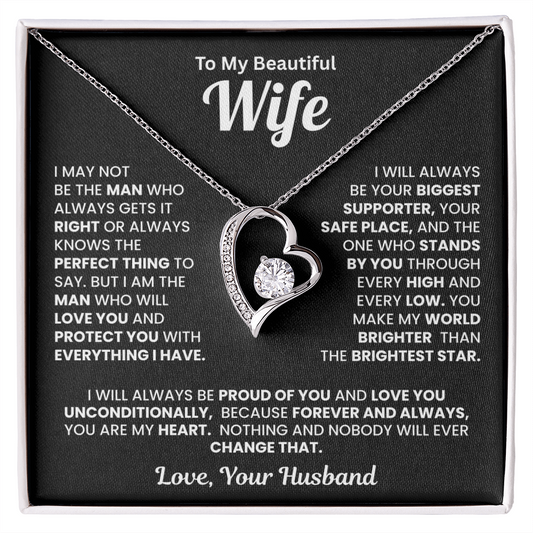 To My Beautiful Wife Heart Necklace – Romantic Gift from Husband
