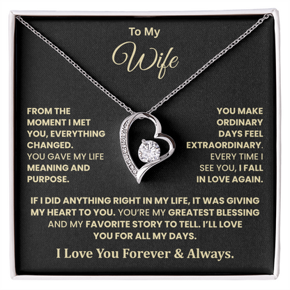 To My Wife – You're My Greatest Blessing Heart Necklace