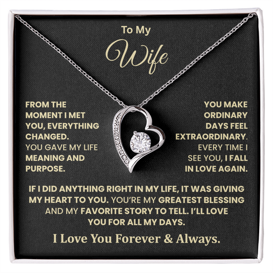 To My Wife – You're My Greatest Blessing Heart Necklace
