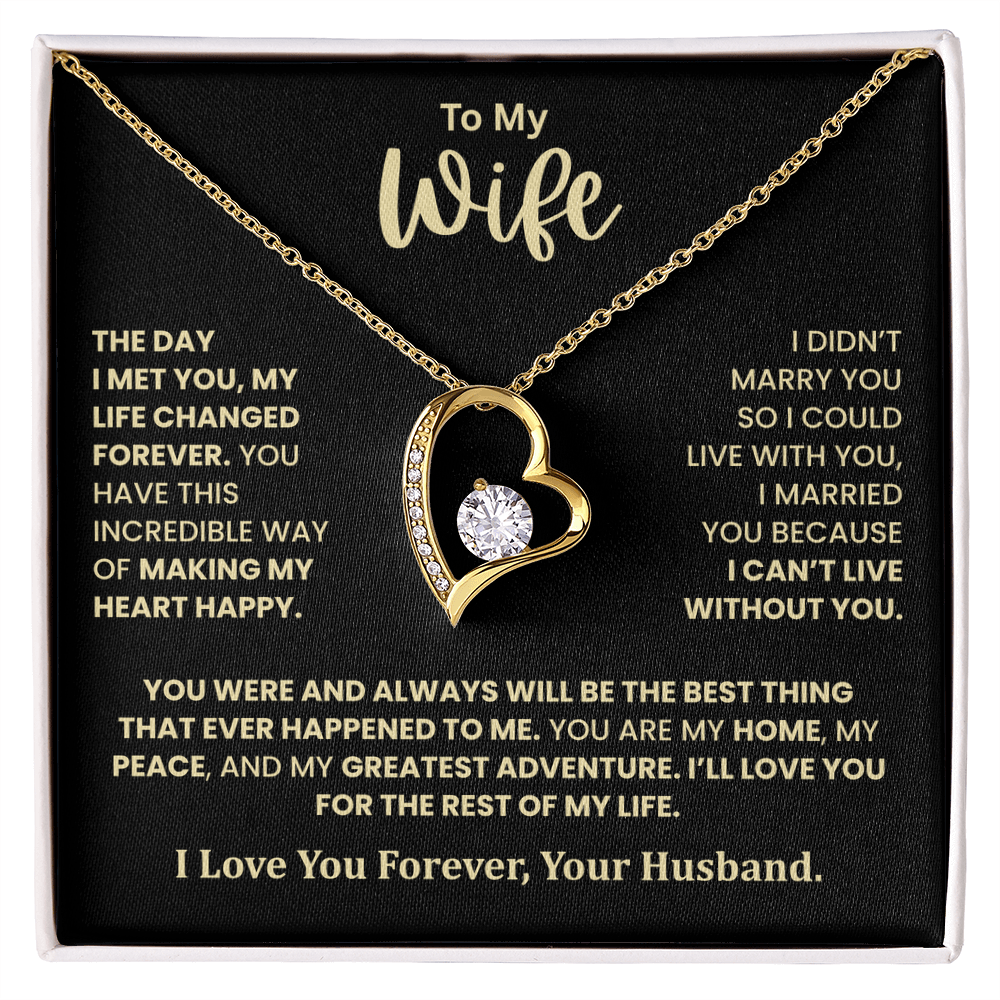 To My Wife – I Can't Live Without You Heart Necklace