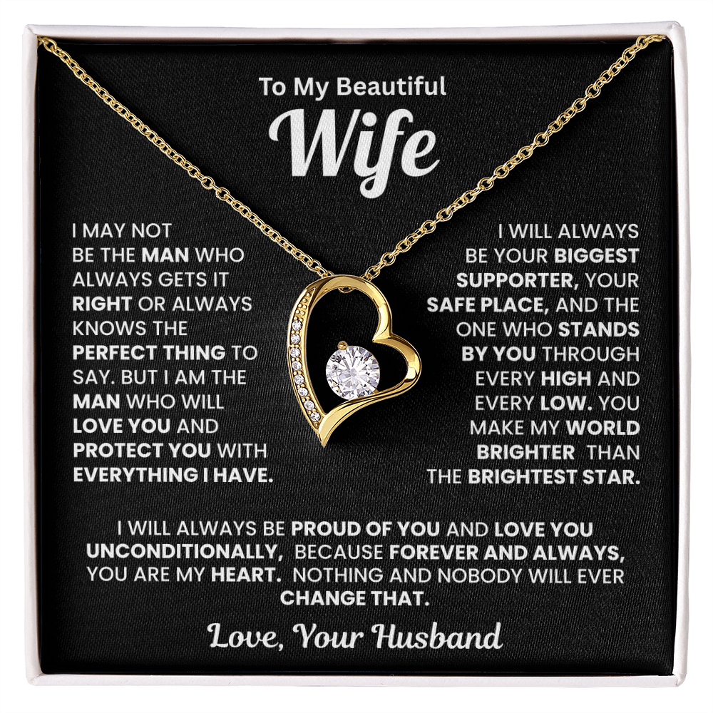 To My Beautiful Wife Heart Necklace – Romantic Gift from Husband