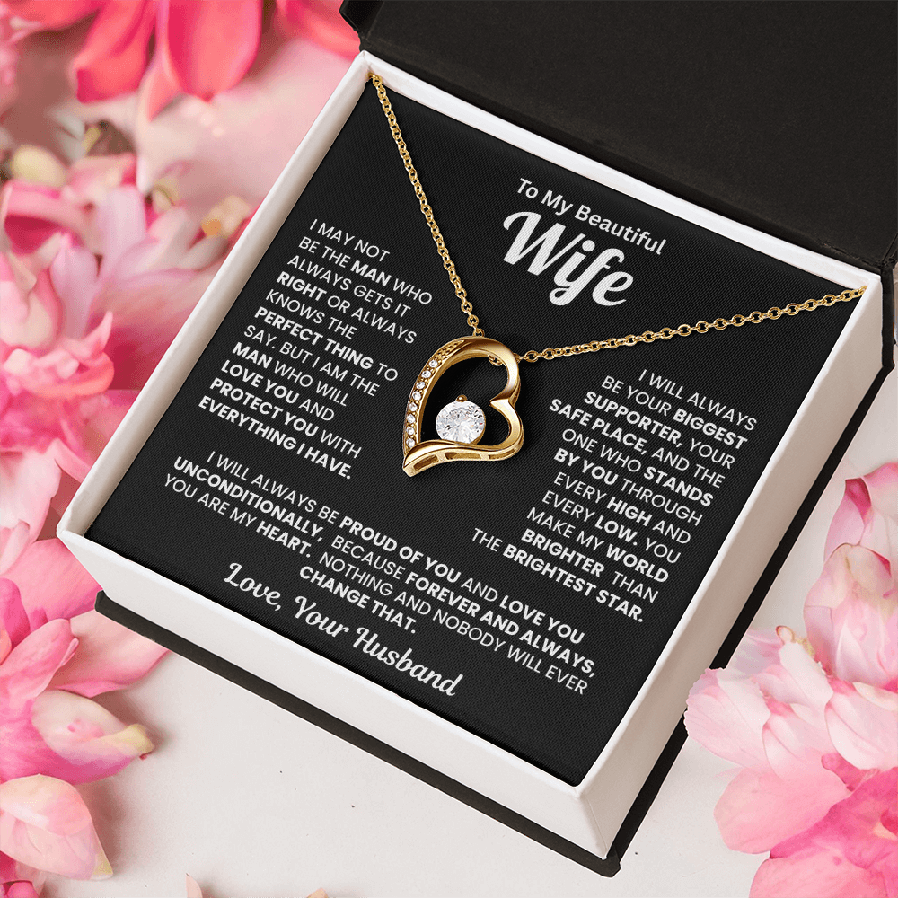 To My Beautiful Wife Heart Necklace – Romantic Gift from Husband