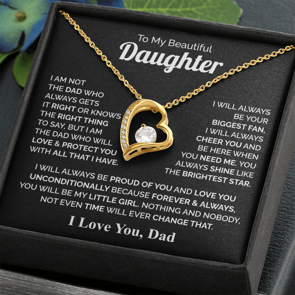 To My Daughter Necklace from Dad – Forever & Always Love Message Pendant Gift