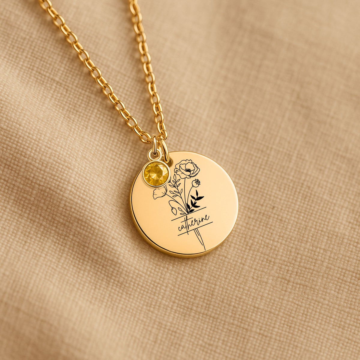 Daughter Coin Necklace with Birthstone