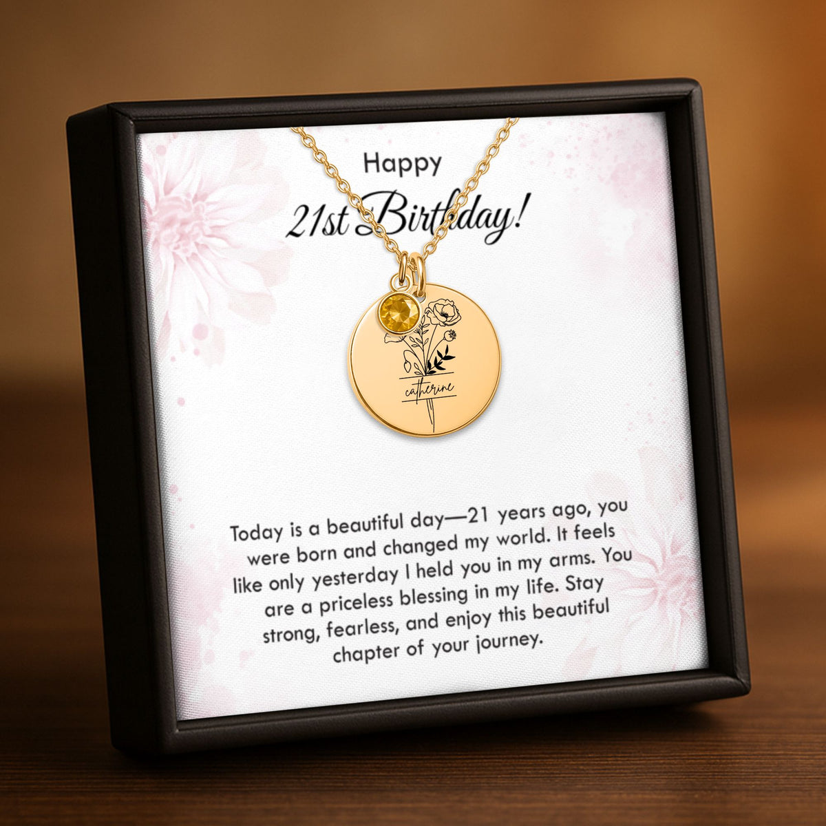Daughter Coin Necklace with Birthstone