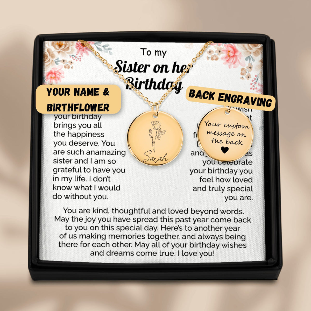 Name & Birth Flower Necklace