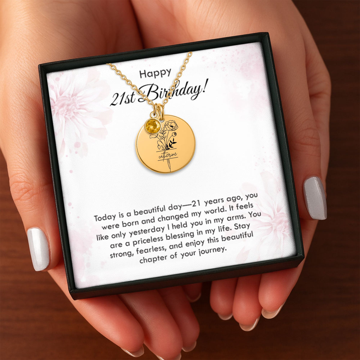 Daughter Coin Necklace with Birthstone