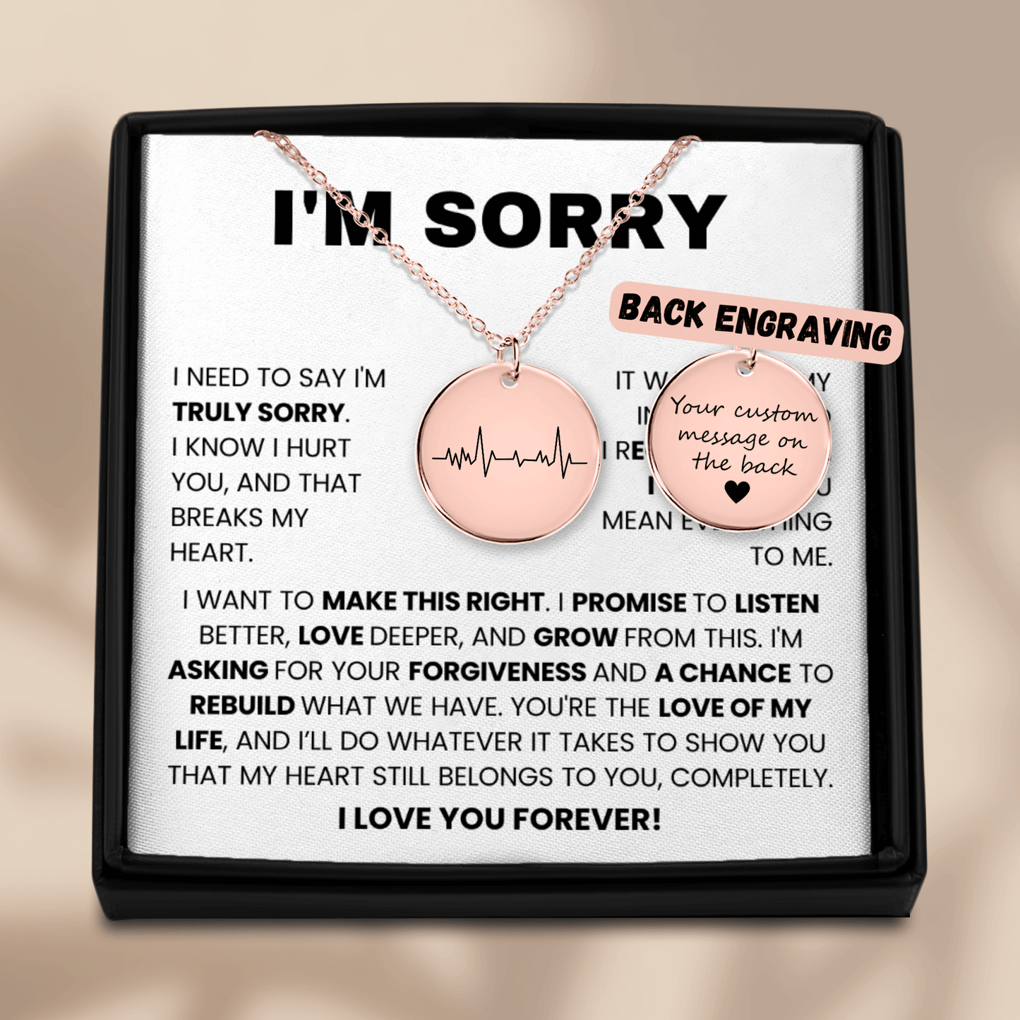 I’m Sorry” Personalized Engraved Necklace